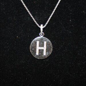 Sterling Silver Letter H necklace with Diamonds